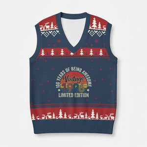 Funny 100th Birthday V-Neck Knit Sweater Vest Vintage 1926 Limited Edition 50 Year Old Bday Gifts TS10 Navy Red Print Your Wear