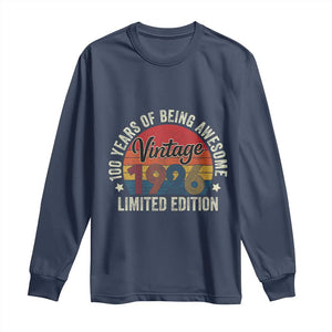 Funny 100th Birthday Long Sleeve Shirt Vintage 1926 Limited Edition 50 Year Old Bday Gifts TS10 Navy Print Your Wear