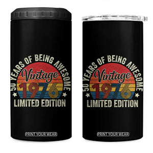 Funny 50th Birthday 4 in 1 Can Cooler Tumbler Vintage 1976 Limited Edition 50 Year Old Bday Gifts TS10 One Size: 16 oz Black Print Your Wear