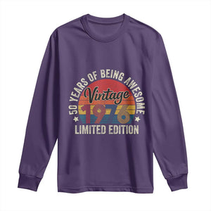 Funny 50th Birthday Long Sleeve Shirt Vintage 1976 Limited Edition 50 Year Old Bday Gifts TS10 Purple Print Your Wear