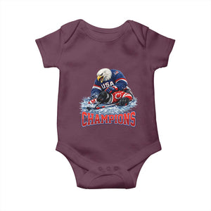 USA Ice Hockey Baby Onesie Eagle Dominates Canada 2026 Hockey Champions TS10 Maroon Print Your Wear
