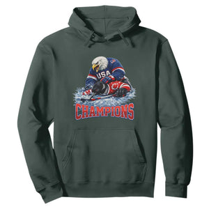 USA Ice Hockey Hoodie Eagle Dominates Canada 2026 Hockey Champions TS10 Dark Forest Green Print Your Wear