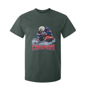 USA Ice Hockey T Shirt For Kid Eagle Dominates Canada 2026 Hockey Champions TS10 Dark Forest Green Print Your Wear