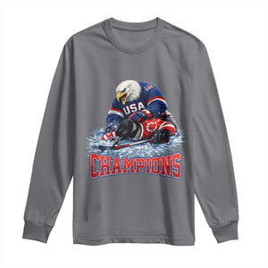 USA Ice Hockey Long Sleeve Shirt Eagle Dominates Canada 2026 Hockey Champions TS10 Charcoal Print Your Wear