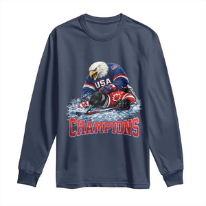 USA Ice Hockey Long Sleeve Shirt Eagle Dominates Canada 2026 Hockey Champions TS10 Navy Print Your Wear