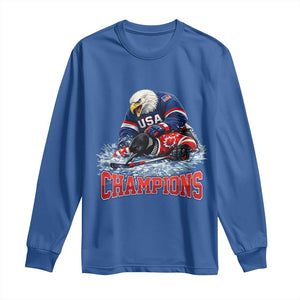 USA Ice Hockey Long Sleeve Shirt Eagle Dominates Canada 2026 Hockey Champions TS10 Royal Blue Print Your Wear