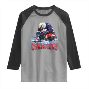 USA Ice Hockey Raglan Shirt Eagle Dominates Canada 2026 Hockey Champions TS10 Sport Gray Black Print Your Wear