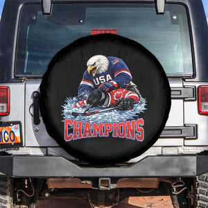 USA Ice Hockey Spare Tire Cover Eagle Dominates Canada 2026 Hockey Champions TS10 No hole Black Print Your Wear