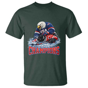 USA Ice Hockey T Shirt Eagle Dominates Canada 2026 Hockey Champions TS10 Dark Forest Green Print Your Wear