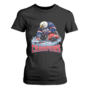 USA Ice Hockey T Shirt For Women Eagle Dominates Canada 2026 Hockey Champions TS10 Black Print Your Wear