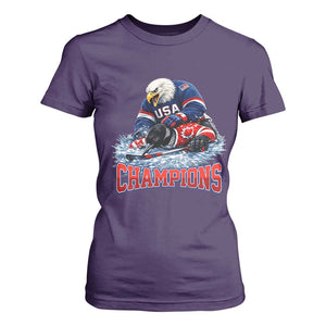 USA Ice Hockey T Shirt For Women Eagle Dominates Canada 2026 Hockey Champions TS10 Purple Print Your Wear