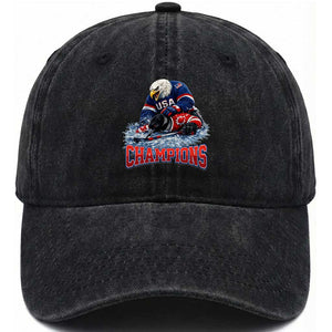 USA Ice Hockey Washed Cotton Baseball Cap Eagle Dominates Canada 2026 Hockey Champions TS10 Washed Cap Universal Fit Black Print Your Wear