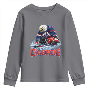 USA Ice Hockey Youth Sweatshirt Eagle Dominates Canada 2026 Hockey Champions TS10 Charcoal Print Your Wear