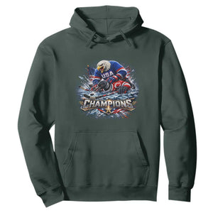USA Ice Hockey Hoodie Eagle Dominates Canada 2026 Hockey Champions Graphic TS10 Dark Forest Green Print Your Wear