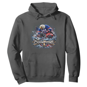 USA Ice Hockey Hoodie Eagle Dominates Canada 2026 Hockey Champions Graphic TS10 Dark Heather Print Your Wear