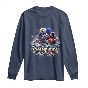 USA Ice Hockey Long Sleeve Shirt Eagle Dominates Canada 2026 Hockey Champions Graphic TS10 Navy Print Your Wear