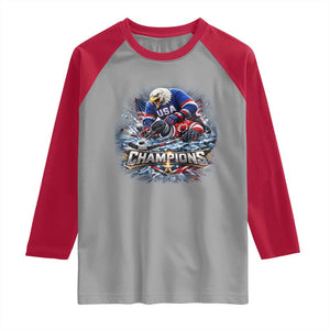 USA Ice Hockey Raglan Shirt Eagle Dominates Canada 2026 Hockey Champions Graphic TS10 Sport Gray Red Print Your Wear