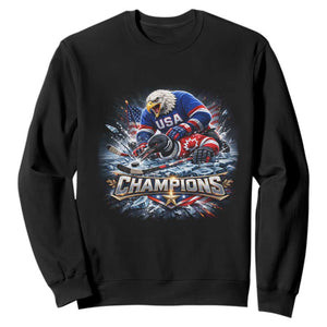 USA Ice Hockey Sweatshirt Eagle Dominates Canada 2026 Hockey Champions Graphic TS10 Black Print Your Wear
