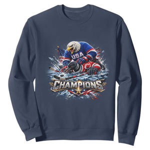 USA Ice Hockey Sweatshirt Eagle Dominates Canada 2026 Hockey Champions Graphic TS10 Navy Print Your Wear