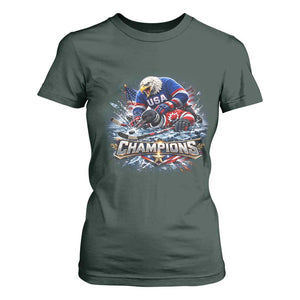 USA Ice Hockey T Shirt For Women Eagle Dominates Canada 2026 Hockey Champions Graphic TS10 Dark Forest Green Print Your Wear