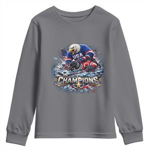 USA Ice Hockey Youth Sweatshirt Eagle Dominates Canada 2026 Hockey Champions Graphic TS10 Charcoal Print Your Wear
