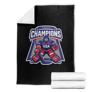 USA Ice Hockey Throw Blanket America Champions Patriotic Ice Hockey Team Fan TS10 Black Print Your Wear