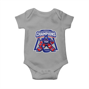 USA Ice Hockey Baby Onesie America Champions Patriotic Ice Hockey Team Fan TS10 Sport Gray Print Your Wear