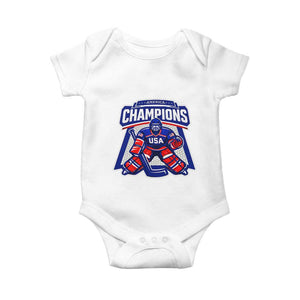 USA Ice Hockey Baby Onesie America Champions Patriotic Ice Hockey Team Fan TS10 White Print Your Wear