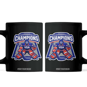 USA Ice Hockey Coffee Mug America Champions Patriotic Ice Hockey Team Fan TS10 Black Print Your Wear