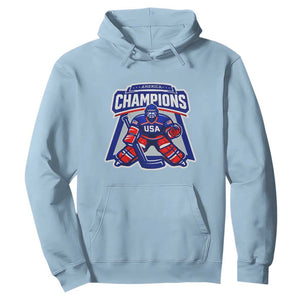 USA Ice Hockey Hoodie America Champions Patriotic Ice Hockey Team Fan TS10 Light Blue Print Your Wear