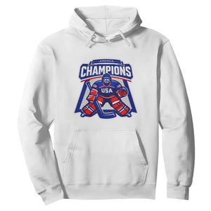 USA Ice Hockey Hoodie America Champions Patriotic Ice Hockey Team Fan TS10 White Print Your Wear