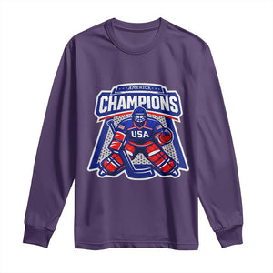 USA Ice Hockey Long Sleeve Shirt America Champions Patriotic Ice Hockey Team Fan TS10 Purple Print Your Wear