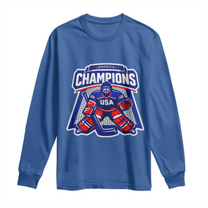 USA Ice Hockey Long Sleeve Shirt America Champions Patriotic Ice Hockey Team Fan TS10 Royal Blue Print Your Wear