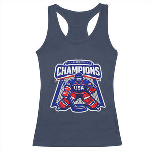 USA Ice Hockey Racerback Tank Top America Champions Patriotic Ice Hockey Team Fan TS10 Navy Print Your Wear