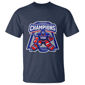 USA Ice Hockey T Shirt America Champions Patriotic Ice Hockey Team Fan TS10 Navy Print Your Wear