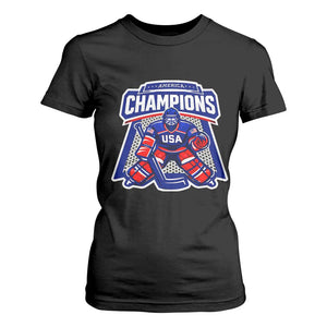 USA Ice Hockey T Shirt For Women America Champions Patriotic Ice Hockey Team Fan TS10 Black Print Your Wear