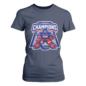 USA Ice Hockey T Shirt For Women America Champions Patriotic Ice Hockey Team Fan TS10 Navy Print Your Wear