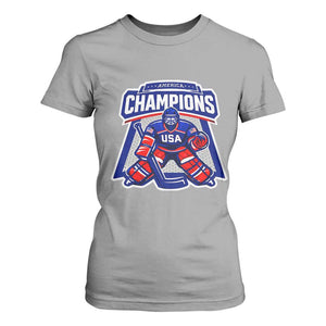 USA Ice Hockey T Shirt For Women America Champions Patriotic Ice Hockey Team Fan TS10 Sport Gray Print Your Wear