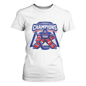 USA Ice Hockey T Shirt For Women America Champions Patriotic Ice Hockey Team Fan TS10 White Print Your Wear