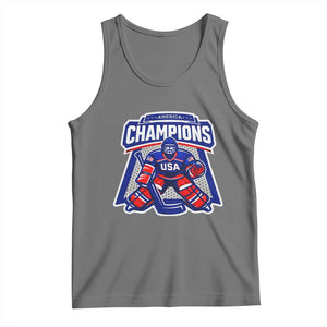 USA Ice Hockey Tank Top America Champions Patriotic Ice Hockey Team Fan TS10 Black Heather Print Your Wear