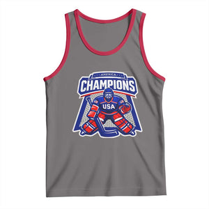 USA Ice Hockey Tank Top America Champions Patriotic Ice Hockey Team Fan TS10 Deep Heather Red Print Your Wear