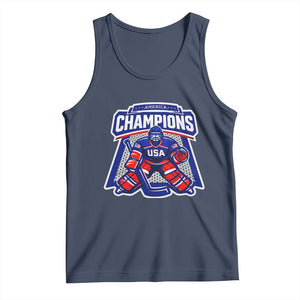 USA Ice Hockey Tank Top America Champions Patriotic Ice Hockey Team Fan TS10 Navy Print Your Wear