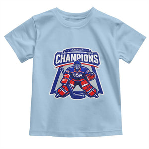 USA Ice Hockey Toddler T Shirt America Champions Patriotic Ice Hockey Team Fan TS10 Light Blue Print Your Wear
