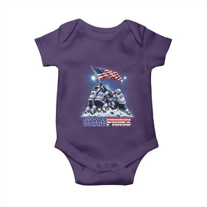 USA Ice Hockey Baby Onesie Hockey Champions 2026 USA Players Raising Flag On Ice TS10 Purple Print Your Wear
