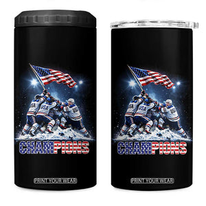 USA Ice Hockey 4 in 1 Can Cooler Tumbler Hockey Champions 2026 USA Players Raising Flag On Ice TS10 One Size: 16 oz Black Print Your Wear