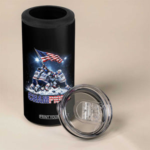 USA Ice Hockey 4 in 1 Can Cooler Tumbler Hockey Champions 2026 USA Players Raising Flag On Ice TS10 Print Your Wear