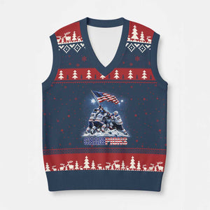 USA Ice Hockey V-Neck Knit Sweater Vest Hockey Champions 2026 USA Players Raising Flag On Ice TS10 Navy Red Print Your Wear