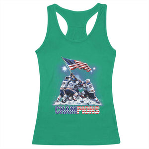 USA Ice Hockey Racerback Tank Top Hockey Champions 2026 USA Players Raising Flag On Ice TS10 Irish Green Print Your Wear