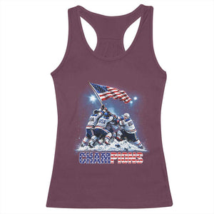 USA Ice Hockey Racerback Tank Top Hockey Champions 2026 USA Players Raising Flag On Ice TS10 Maroon Print Your Wear
