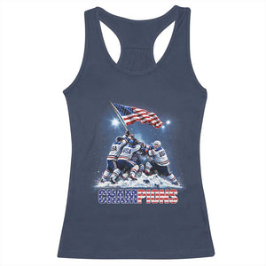USA Ice Hockey Racerback Tank Top Hockey Champions 2026 USA Players Raising Flag On Ice TS10 Navy Print Your Wear